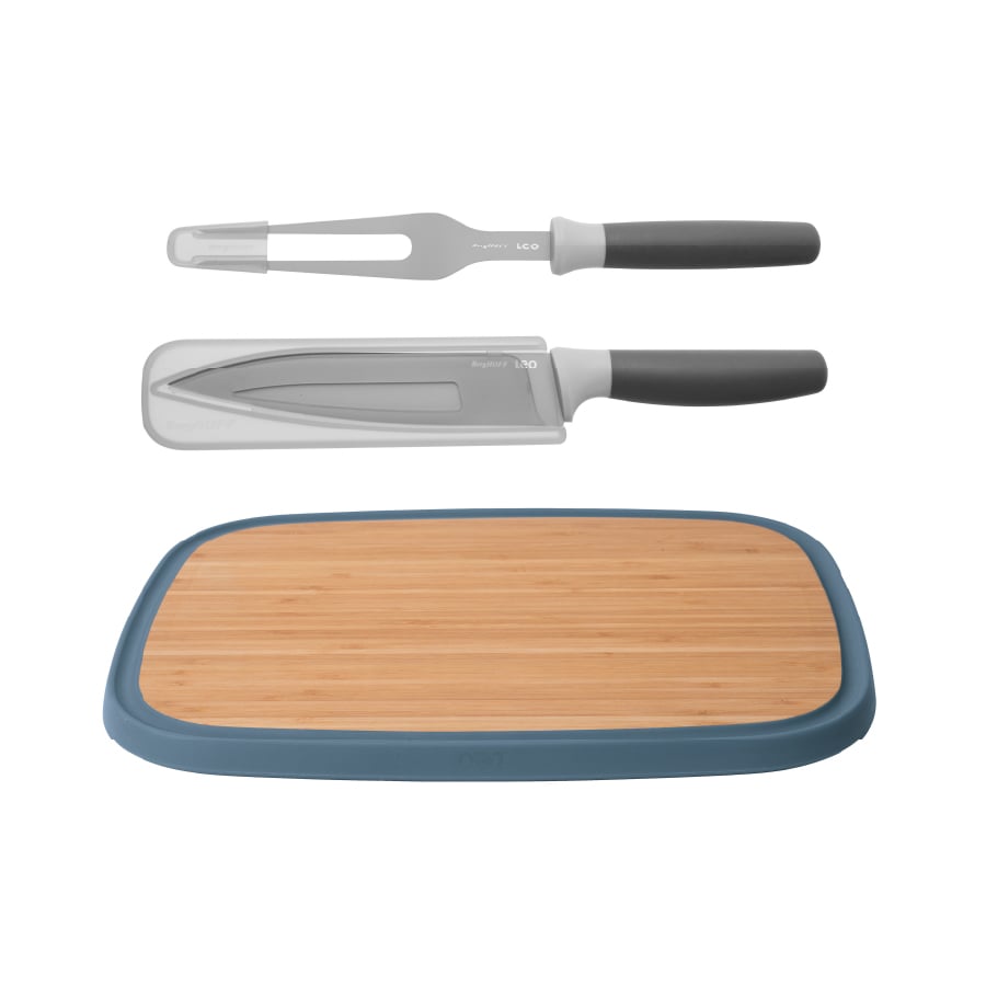 ชุดมีดหั่นอาหารสแตนเลสสตีลเคลือบ BergHOFF Non-Stick 2 ชิ้นพร้อมเขียงไผ่ รุ่น Leo ทนทาน   สีเทา 3950195_0
